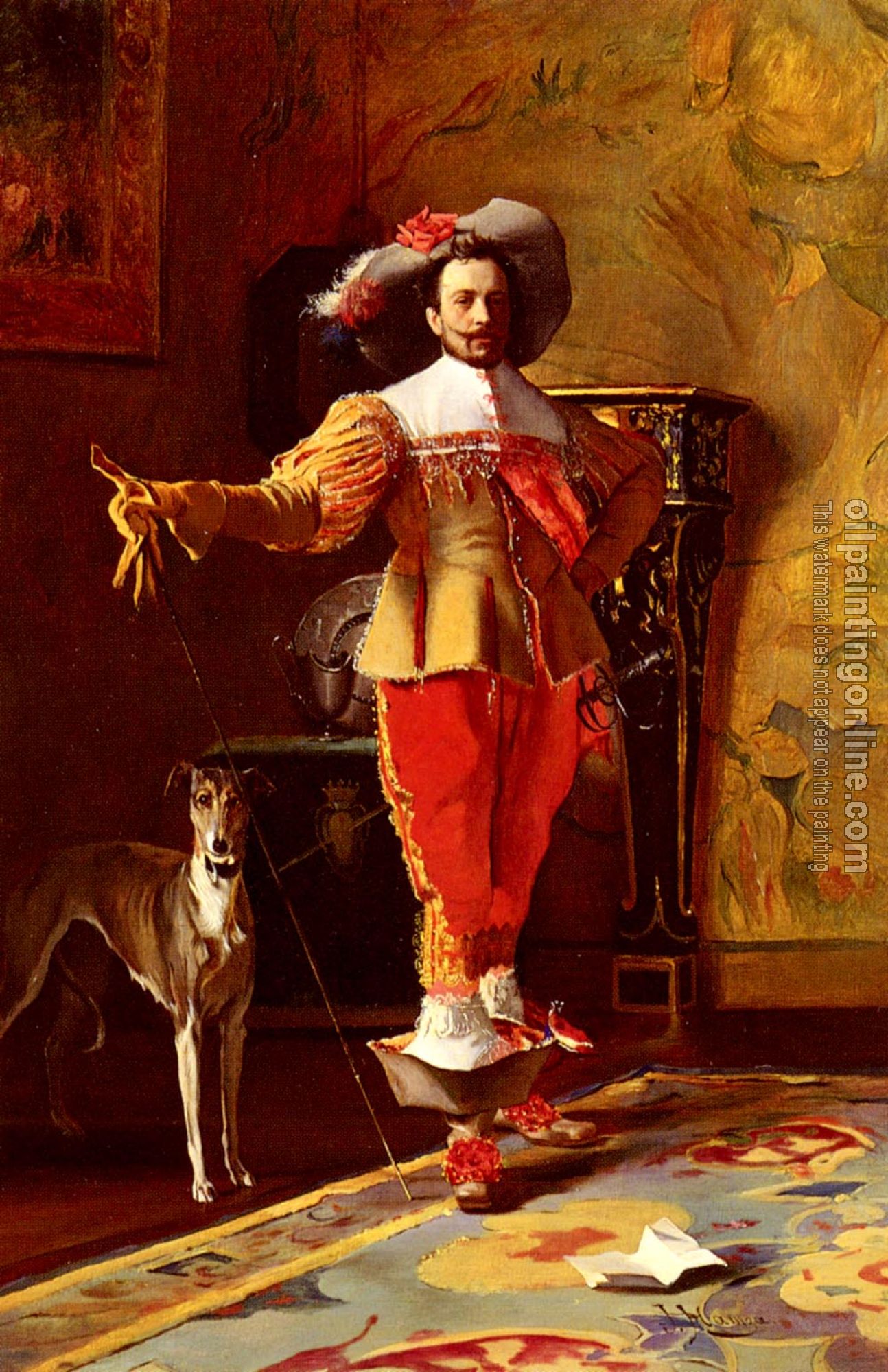 Johann Hamza - A cavalier And His Hound